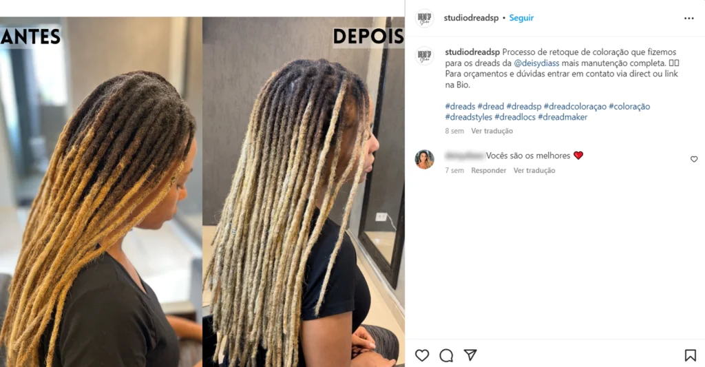 antes e depois dreads removíveis